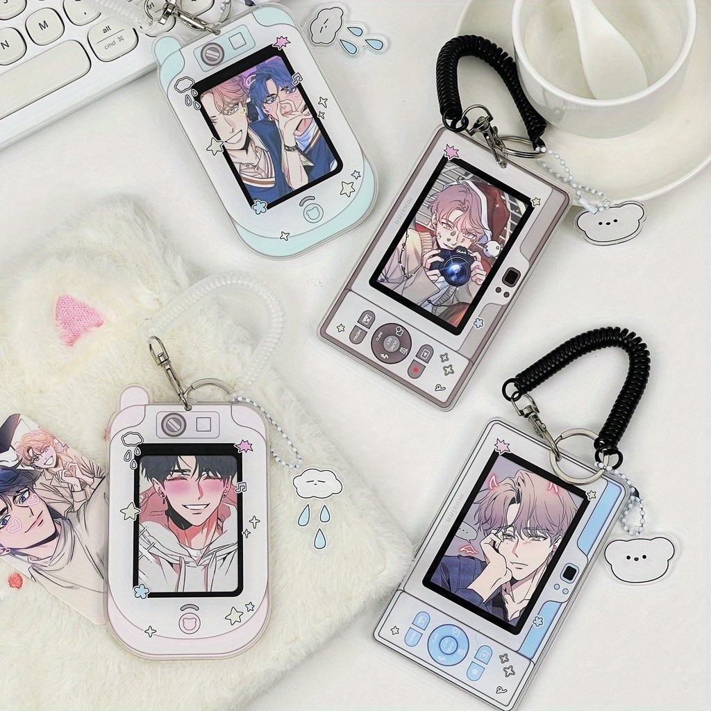 

Cute Camera-shaped Acrylic Card Holder With Pendant - Transparent Id & Bus Pass Case, 3-inch Display For Daily Use