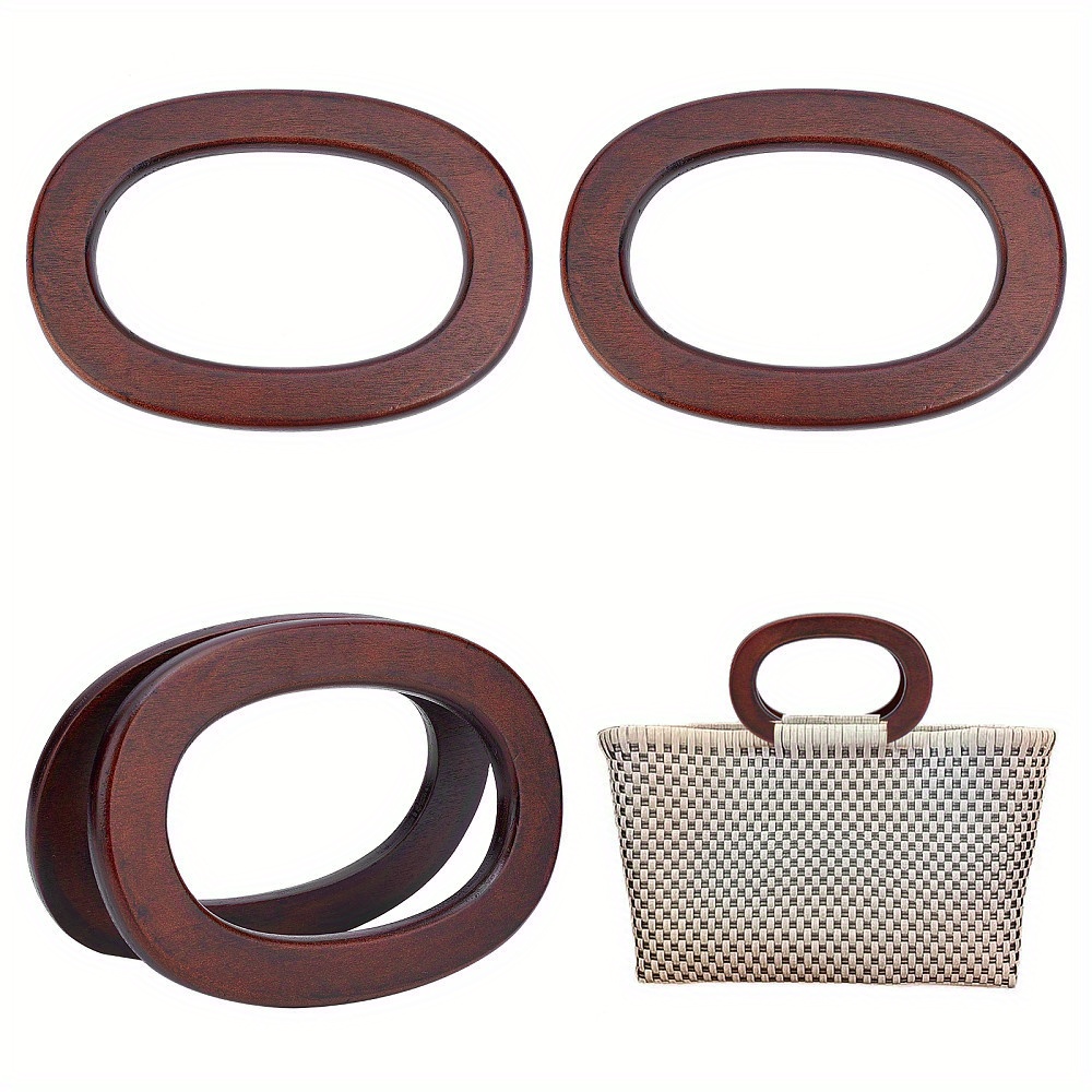 

4pcs Brown Oval Wooden Handbag Handles - 6.69" X 4.53" Elegant For Crafting, Beach & Macrame Market Bags With Smooth , Diy Wallet Making