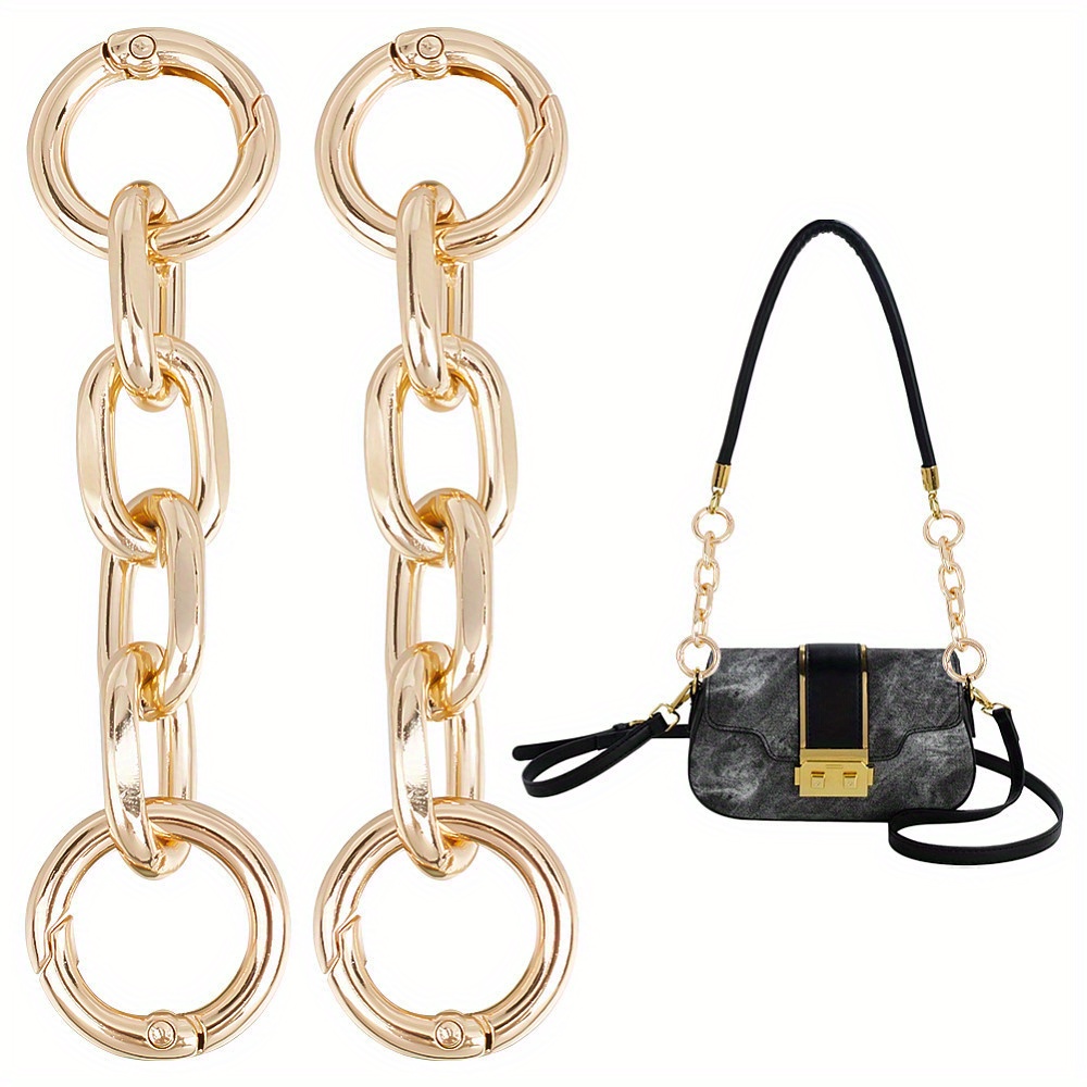 TEMU 2pcs Aluminum Chain Link Bag Strap Extender With Rings For Bag Strap Replacement Accessories Bronze 9.7x2.4x1.4cm, Diy Wallet Making