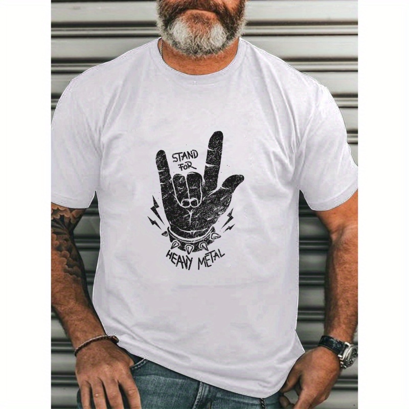 

Stand For Heavy Metal – T-shirts À Manches Courtes Pour Hommes, T-Shirt Décontracté À Col Rond, T-shirt Confortable Et Respirant