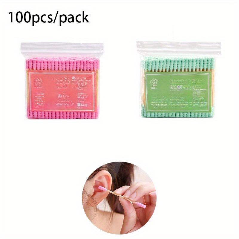 

100pcs/pack Premium Double-headed Cotton Swabs For Effective Ear And Nose Cleaning And Makeup Application