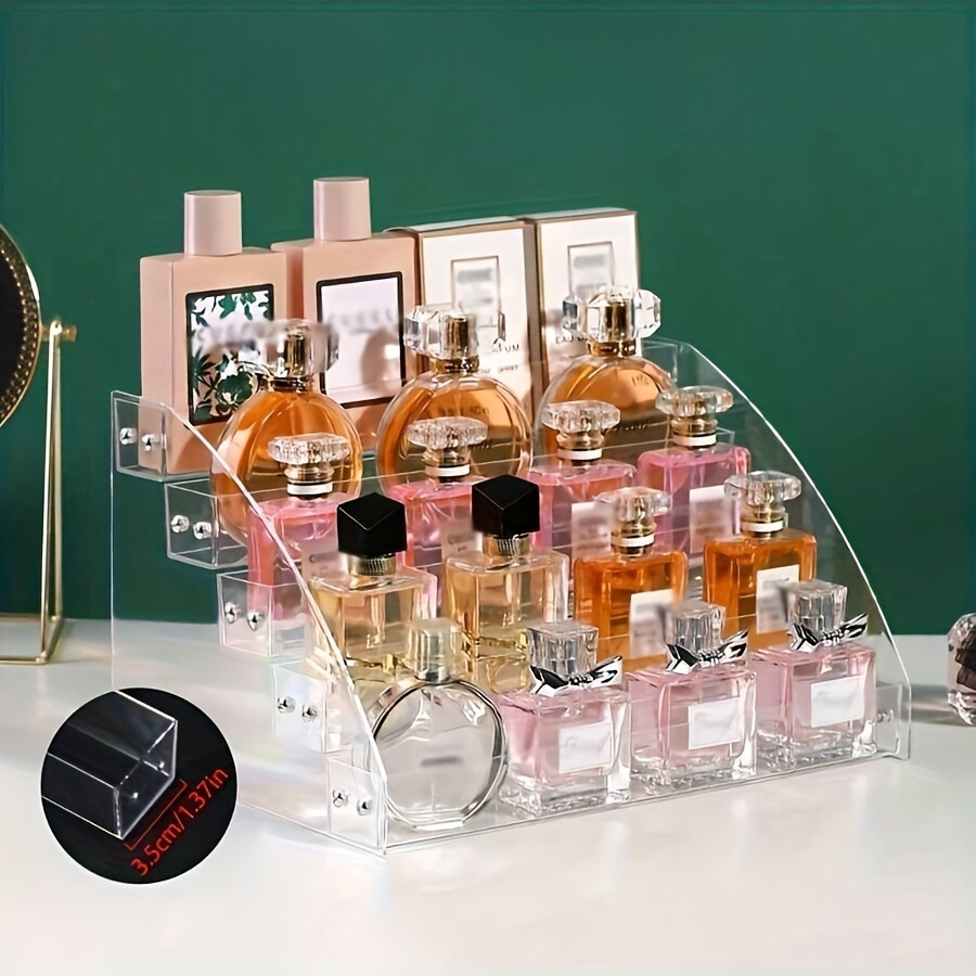 

1pc Acrylic Multi-level Perfume Display Stand, 12.2"x7.1"x5.5" Clear Cosmetic Organizer, Space-saving Desktop Rack For Perfume, Nail Polish, Lipstick & Eyeshadow Storage, Home Vanity Organization