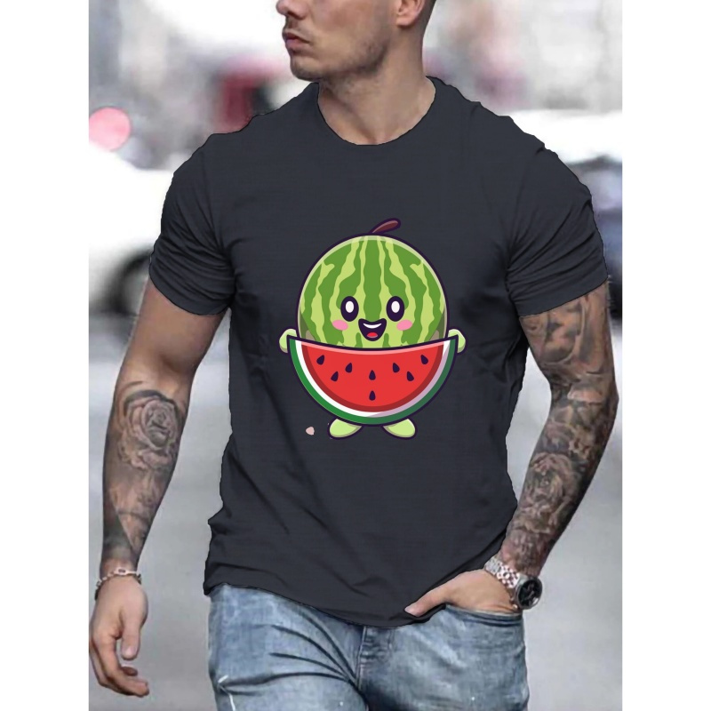 

Watermelon Print Tee Shirt, Tees For Men, Casual Short Sleeve T-shirt For Summer