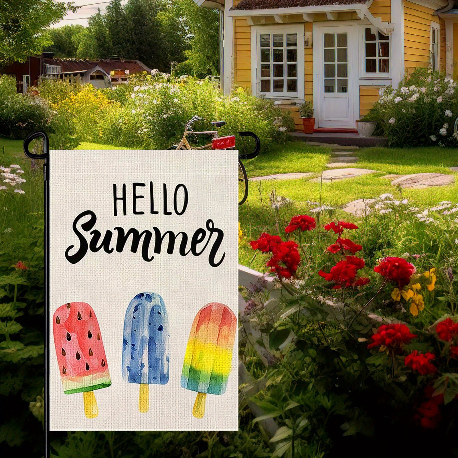 Hello Summer Popsicles Garden Flag Ice Cream Red Blue - Temu