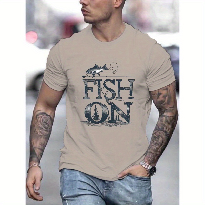 

Men's Casual Fishing Graphic Tee - Breathable Polyester, Crew Neck, Short Sleeve - Summer Outdoors