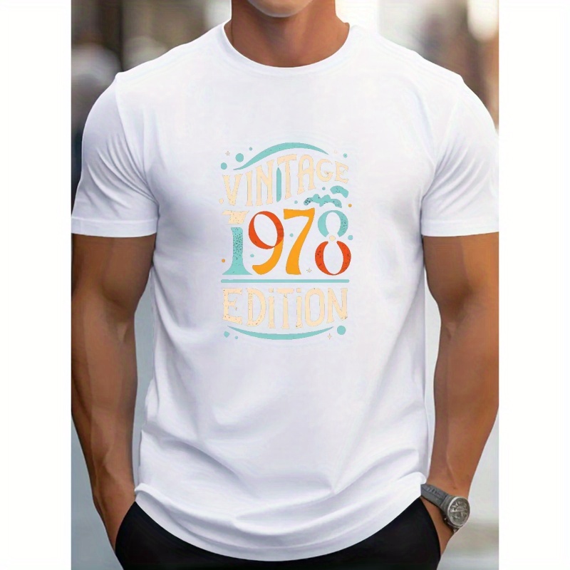 

1978 Vintage Edition Print Tee Shirt, Tees For Men, Casual Short Sleeve T-shirt For Summer