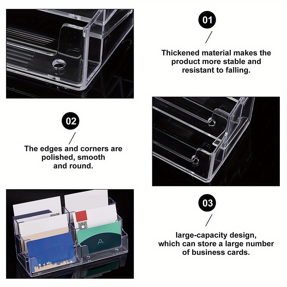 Porte-cartes De Visite En Acrylique Transparent – 4 Niveaux, Capacité ~200 Cartes, Pour Bureau - 7
