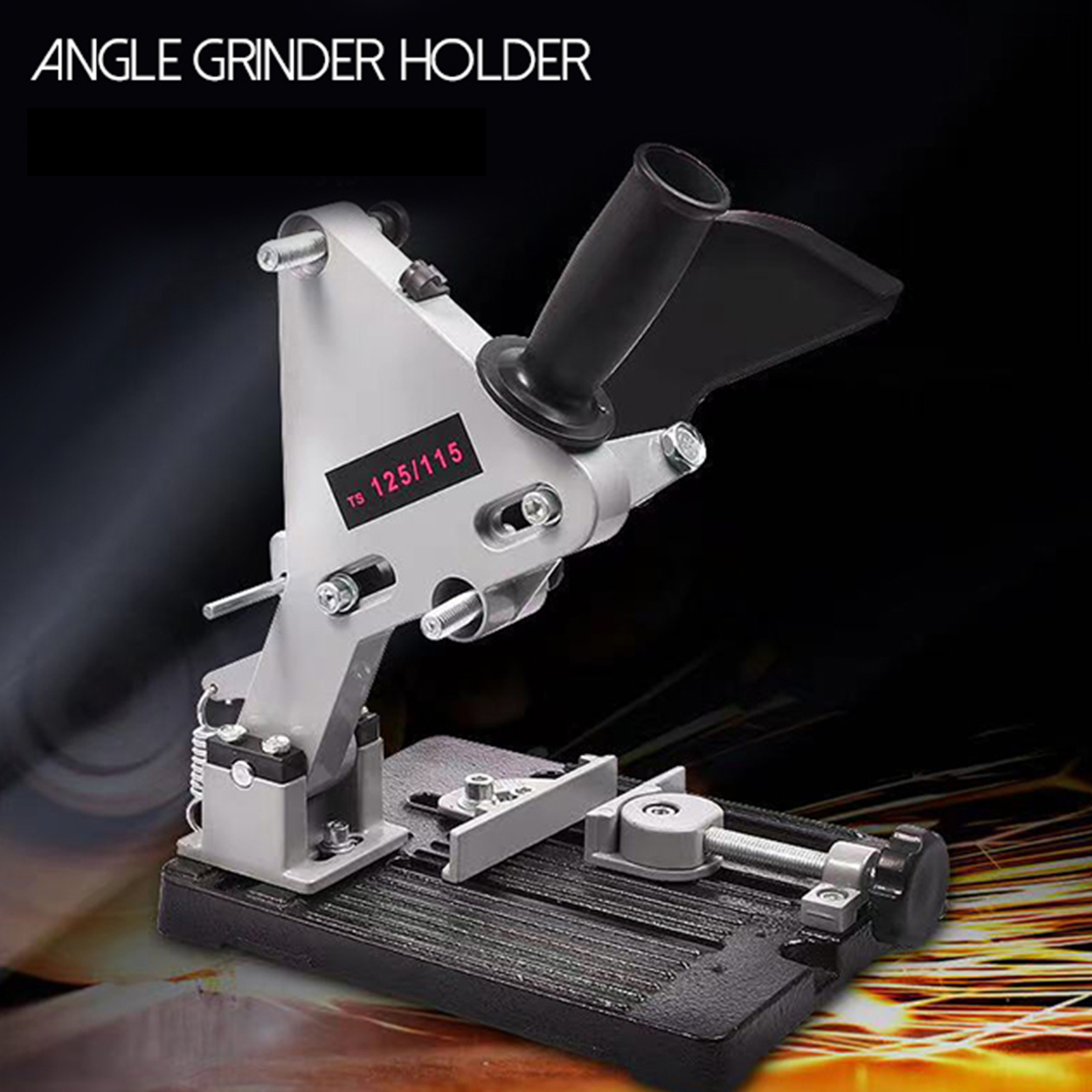 

Adjustable Metal Drill Press Angle Grinder Stand Holder With Plastic Horizontal Hold Down Clamps