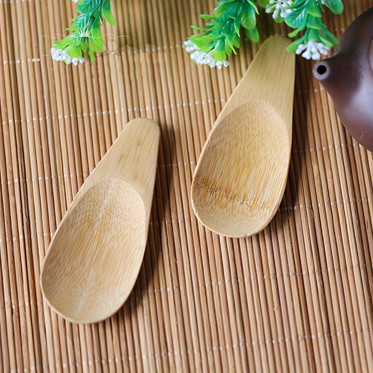 5pcs   mini spoons set natural short handle tea shovels for ceremony dessert ice   accessories details 3