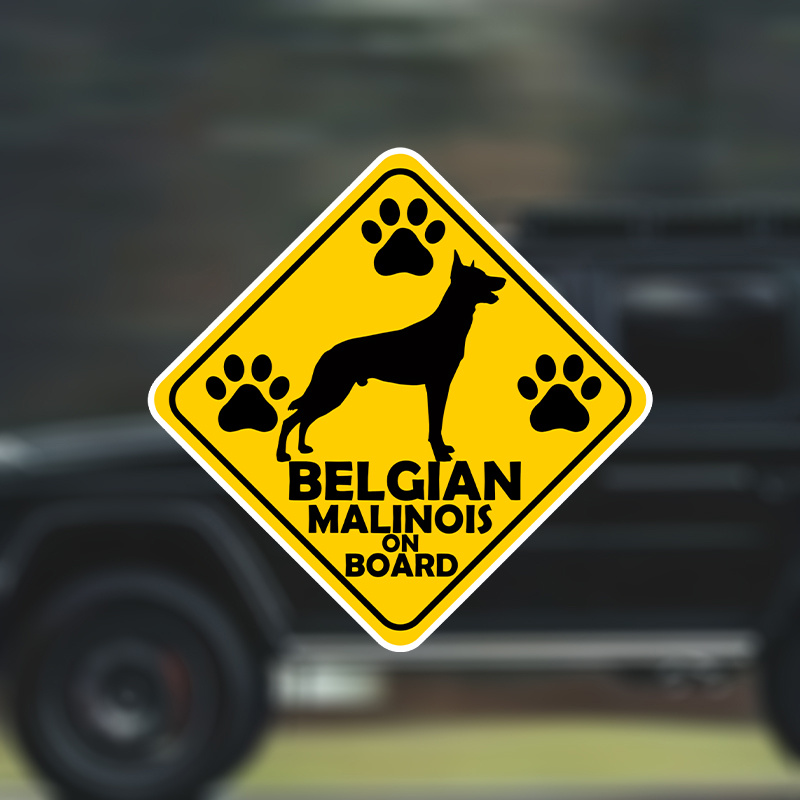 

Belgian Malinois On Board Car Decal - Self-adhesive Single Use Paper Sticker For Plastic Surfaces, Dog Lover Auto Accessory