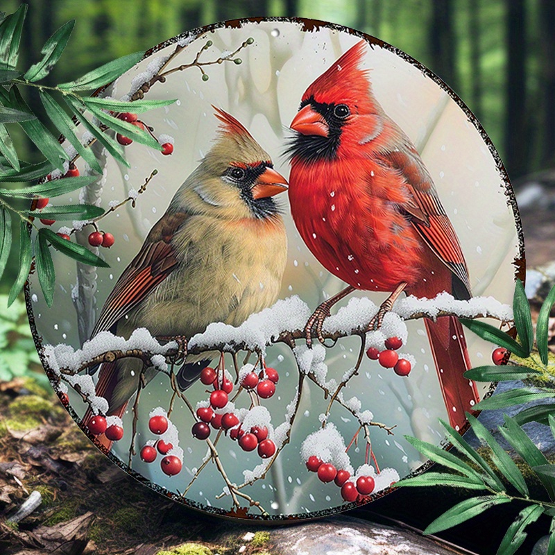 

1pc 8x8inch(20x20cm) Round Aluminum Sign, Metal 2d Sign, Metal Wall Sign, Lovingly And Holly Berries For Living Room Wall Art, Room Decor