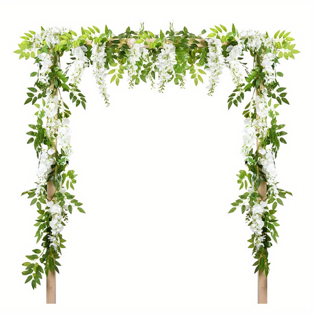 2pcs 70.86in Wisteria Artificial Flowers Garlands Vines Hanging Fake Flower For Home Garden Wedding Arch Floral Decor