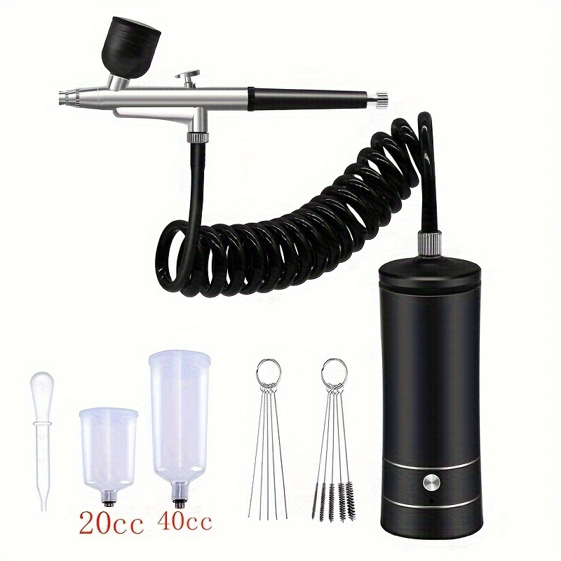 

1 Set Airbrush Kit With Compressor, Auto Handheld Airbrush Gun With 0.3mm Tip, Rechargeable Portable Air Brushes For Painting, Tattoo, Nail Art, Model Coloring, Makeup, Cake