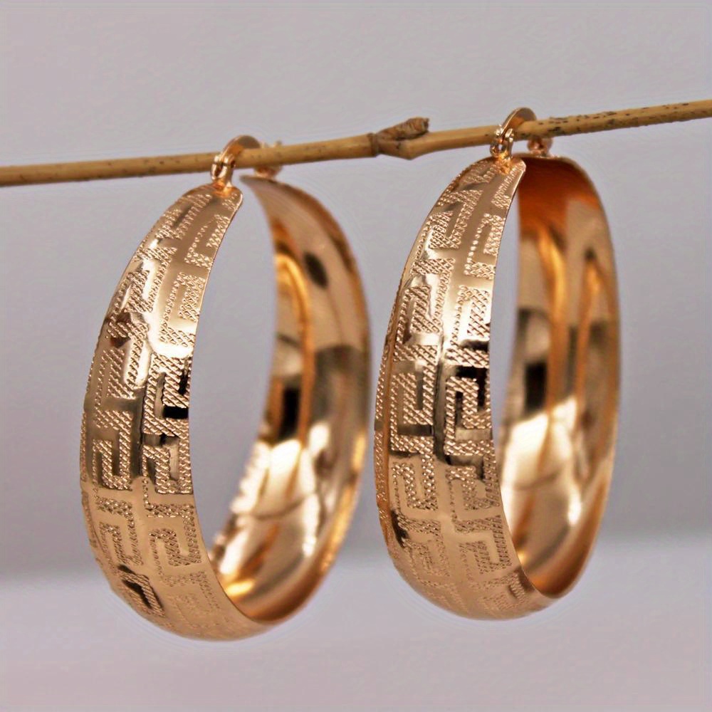 Classic Retro Patterned Circular Hoop Earrings