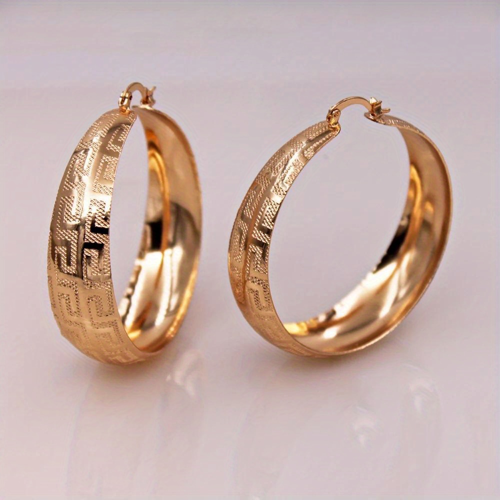 Classic Retro Patterned Circular Hoop Earrings