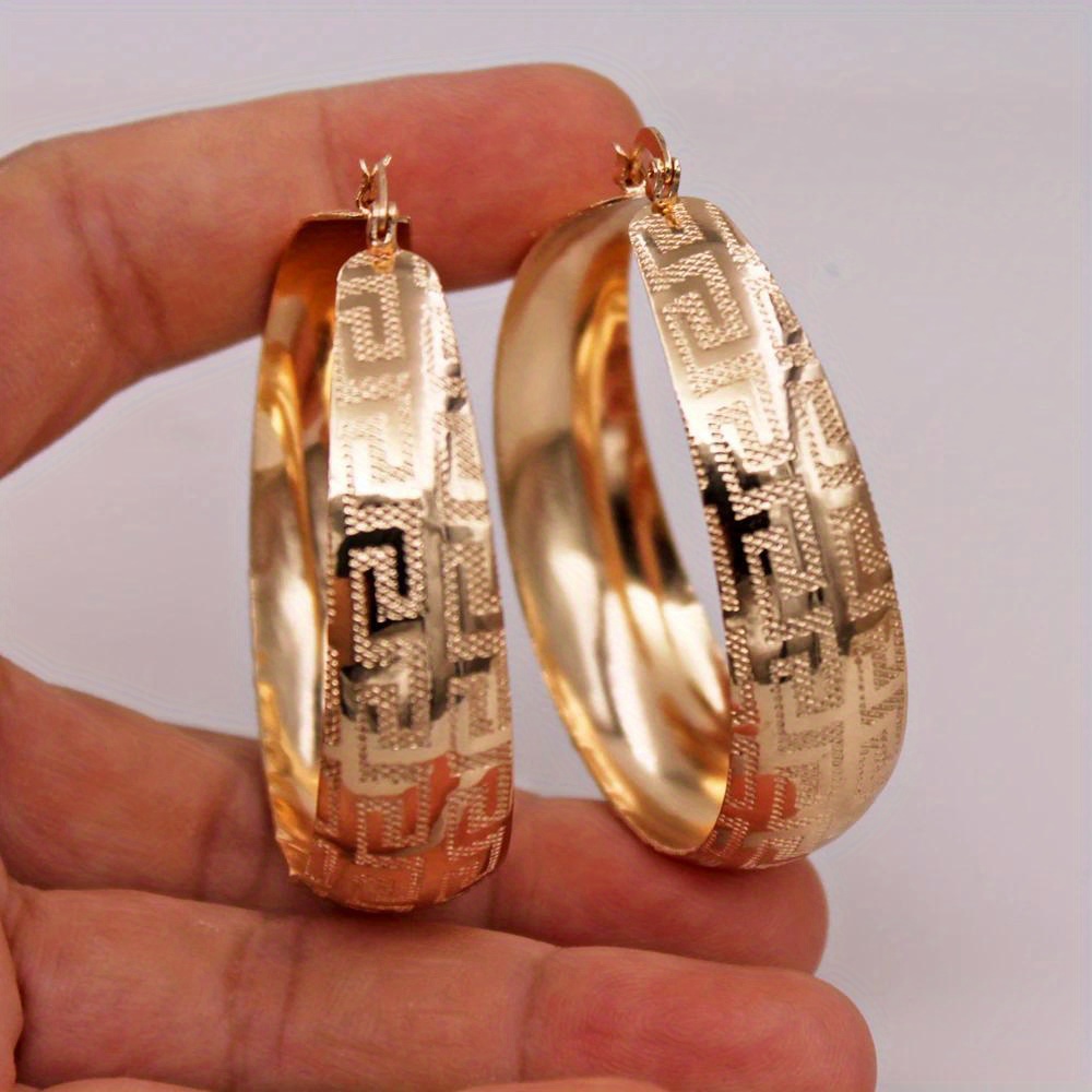 Classic Retro Patterned Circular Hoop Earrings