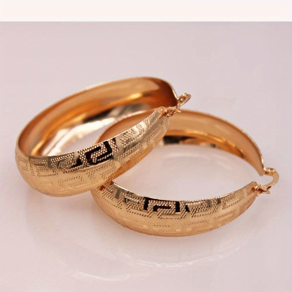 Classic Retro Patterned Circular Hoop Earrings