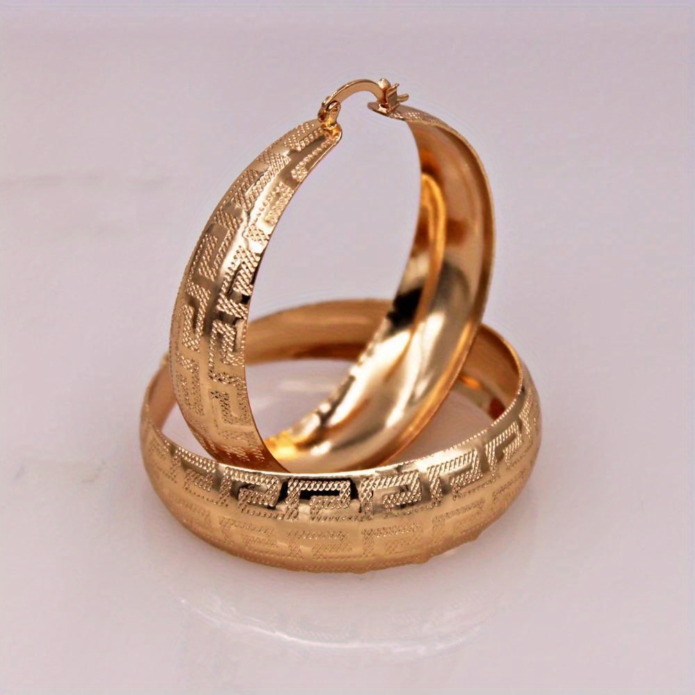 Classic Retro Patterned Circular Hoop Earrings