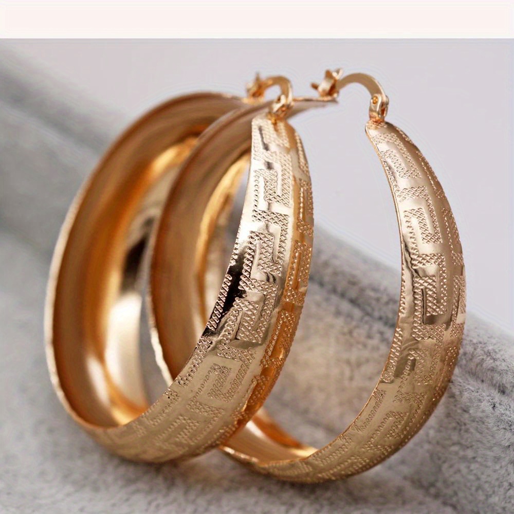 Classic Retro Patterned Circular Hoop Earrings