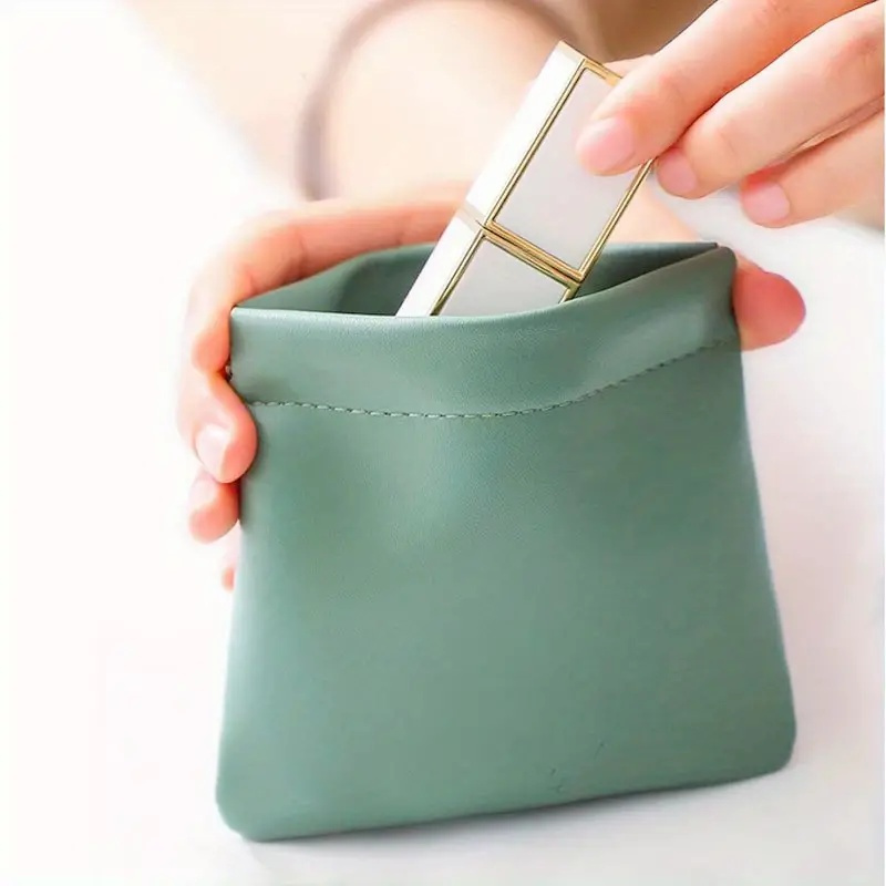 1pc High Quality Mini Storage Pouch - Self-Closing Lightweight Travel Organizer for Coins, Lipstick, Makeup - Compact Multi-Functional Clutch in Sky Blue, Orange, Pink, Green, Vibrant Color Selection | Smooth Texture Finish, High Quality Bag