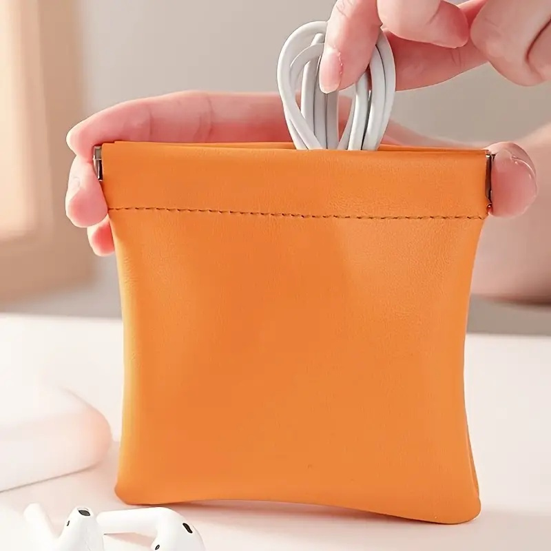 1pc High Quality Mini Storage Pouch - Self-Closing Lightweight Travel Organizer for Coins, Lipstick, Makeup - Compact Multi-Functional Clutch in Sky Blue, Orange, Pink, Green, Vibrant Color Selection | Smooth Texture Finish, High Quality Bag