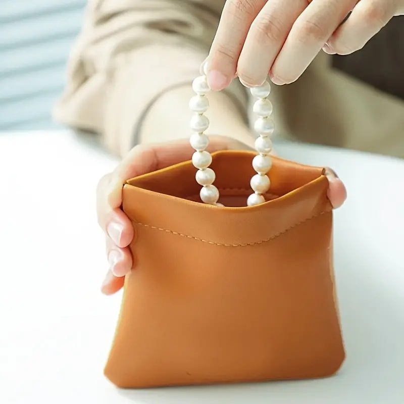 1pc High Quality Mini Storage Pouch - Self-Closing Lightweight Travel Organizer for Coins, Lipstick, Makeup - Compact Multi-Functional Clutch in Sky Blue, Orange, Pink, Green, Vibrant Color Selection | Smooth Texture Finish, High Quality Bag