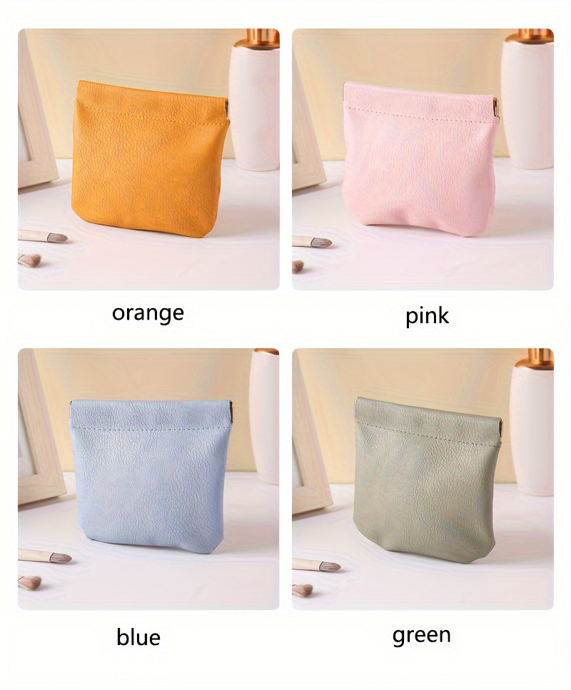 1pc High Quality Mini Storage Pouch - Self-Closing Lightweight Travel Organizer for Coins, Lipstick, Makeup - Compact Multi-Functional Clutch in Sky Blue, Orange, Pink, Green, Vibrant Color Selection | Smooth Texture Finish, High Quality Bag