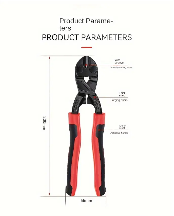 1pc steel wire cutter non slip edge broken wire pliers strong 8 inches portable steel wire scissors removable nails details 8