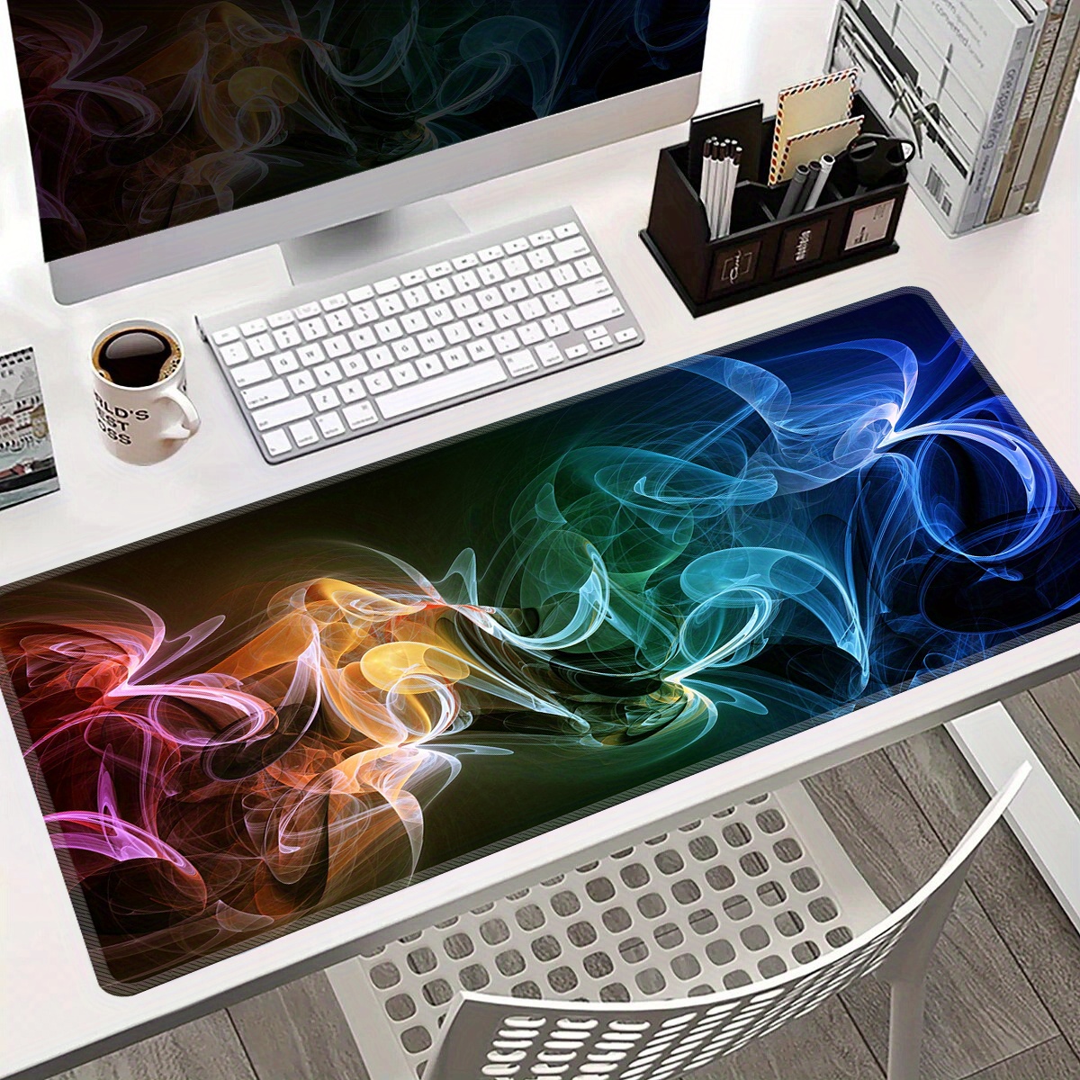 

Creative Art Of 3d Three-dimensional Line Pattern Mouse Pad E-sports Anime Gaming Mouse Pad Thickened Natural Rubber Non-slip Office Writing Desk Pad Large Size 35.4*15.7inch