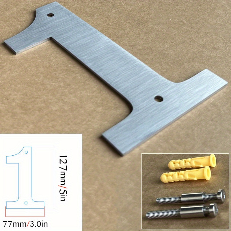 Image of 1pc 5-inch Stainless Steel Floating House Numbers And Letters, 127mm Outdoor Metal Address Signs For Wall Mounting On Door Sign Plates