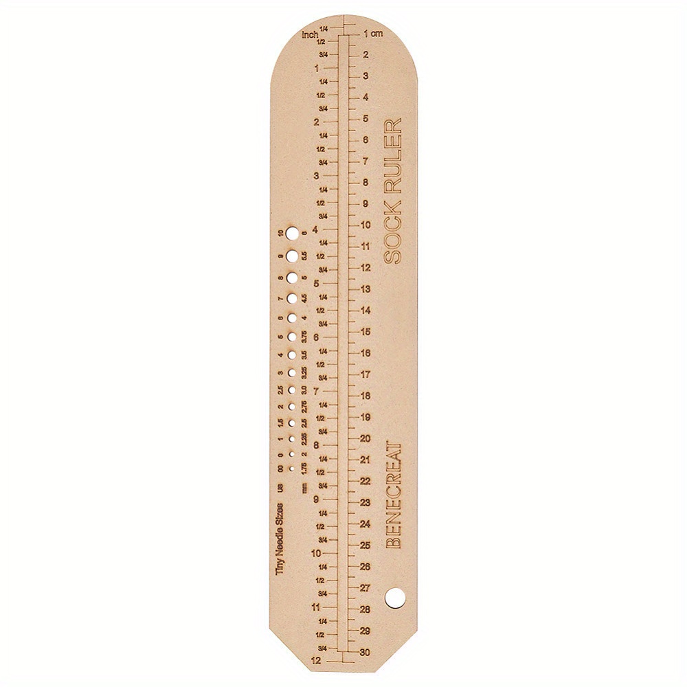 

1pc Wooden Sock Knitting Ruler, Burly Wood Craft Measuring Tool, Stitch Gauge For Diy Sock Making, Handcraft Accessories