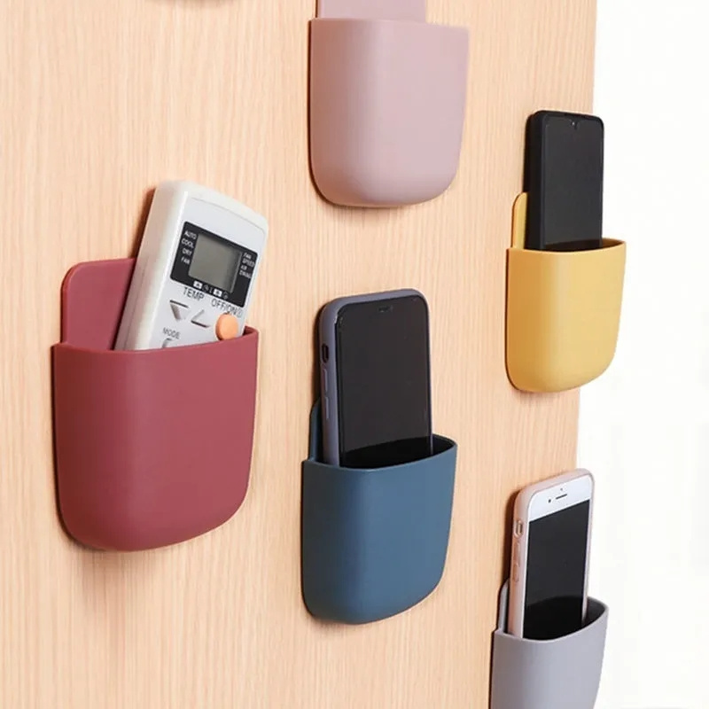 

1pc Wall-mounted Polyethylene Storage Holder – Non-waterproof, Multipurpose Adhesive Organizer For Remote Controls, Phones & Small Items