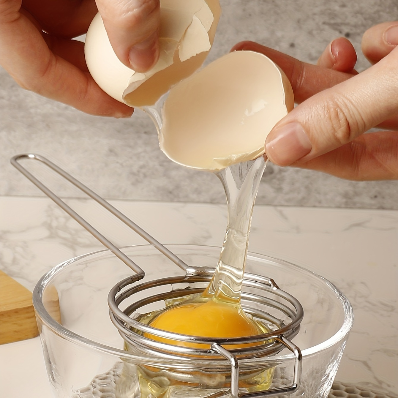 stainless steel egg yolk separator easy clean   kitchen gadget for perfectly separated eggs details 5