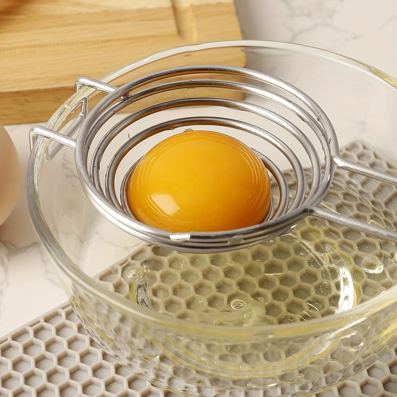 stainless steel egg yolk separator easy clean   kitchen gadget for perfectly separated eggs details 7