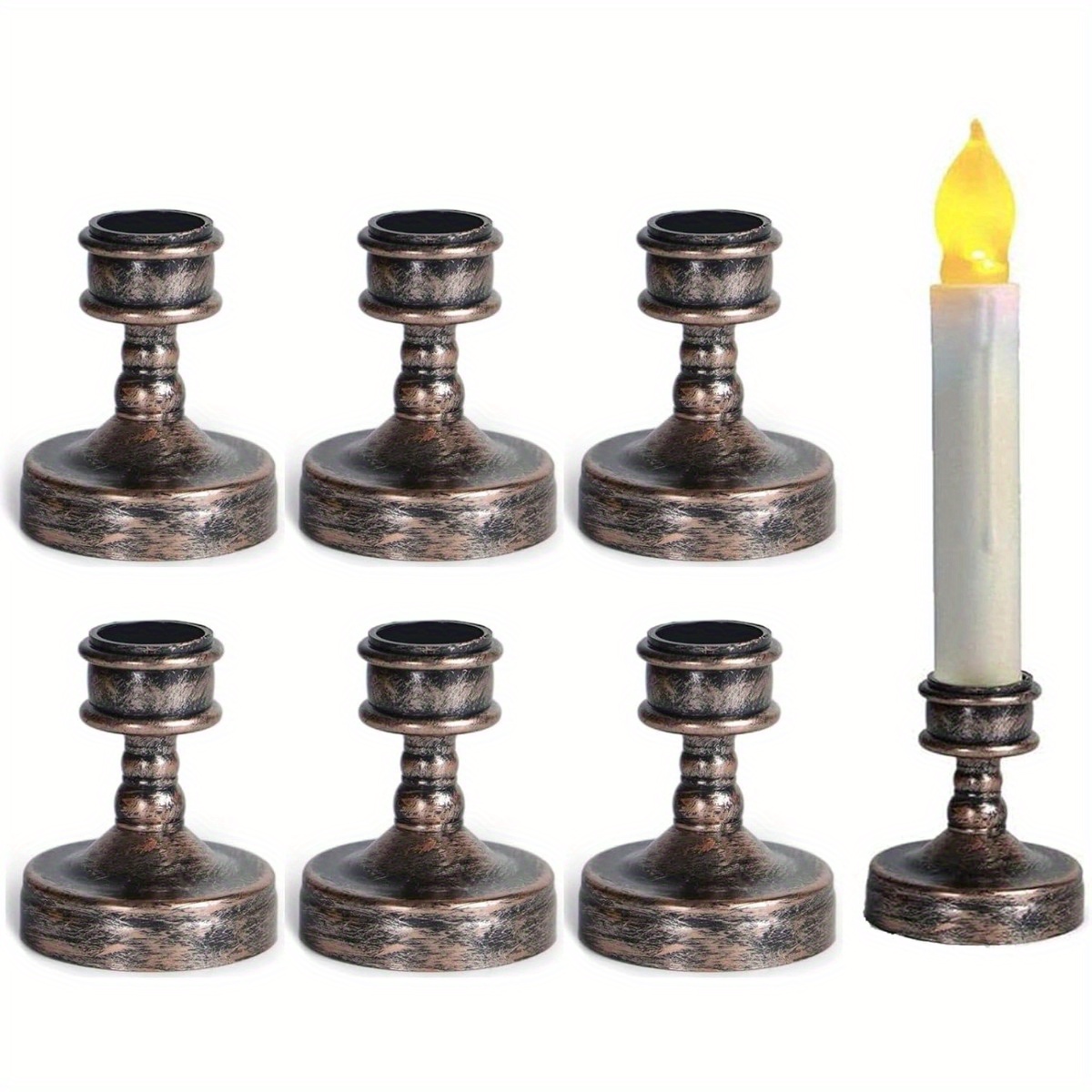 

6 Pack Of Durable Plastic Candle Sticks, Perfect For Wedding Party Or Dining Table Decoration - Black