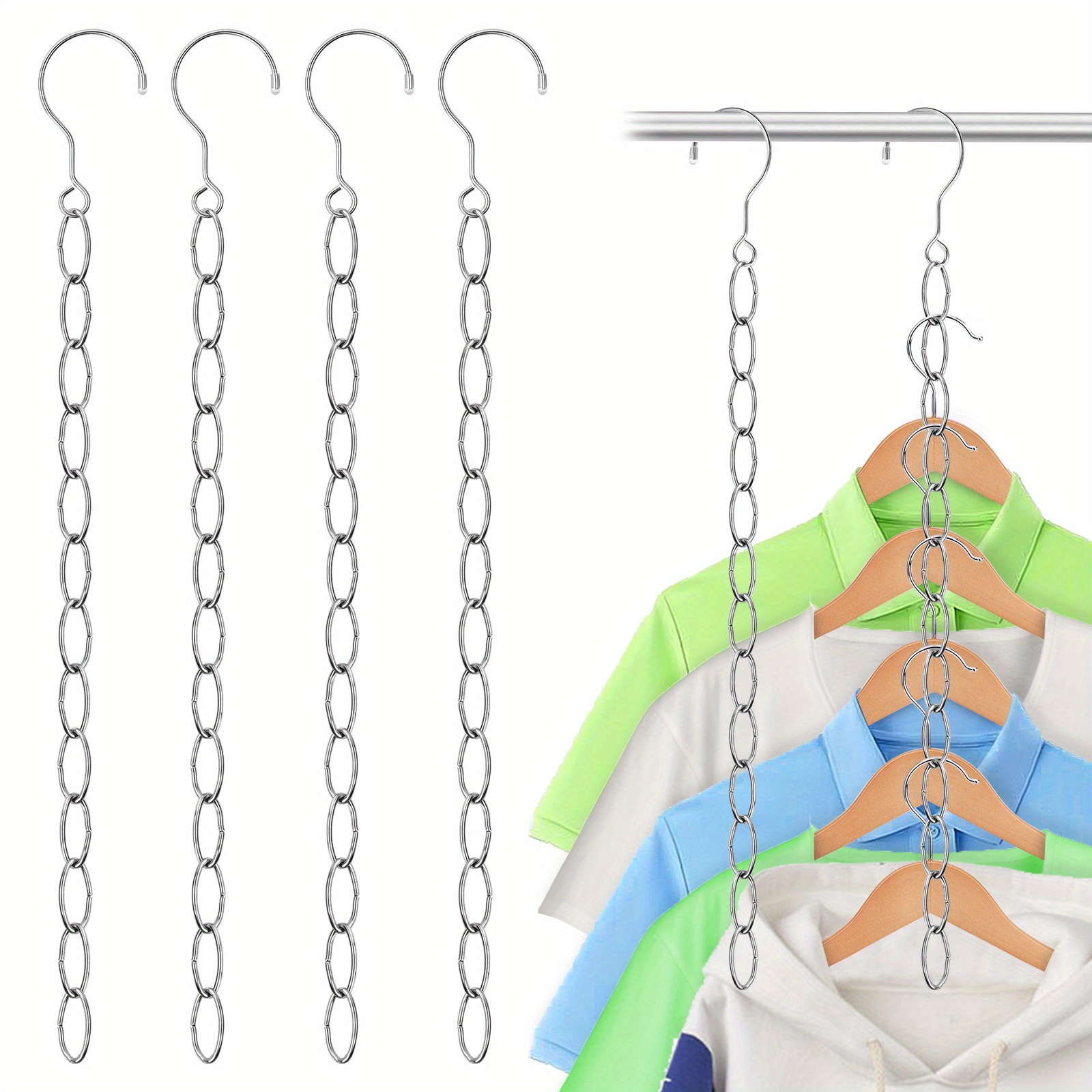 

2/4/6 pièces Connecteur de cintre en acier inoxydable, Chaîne de cintres en , Chaîne de cintres de place, Rangement et organisation de placard