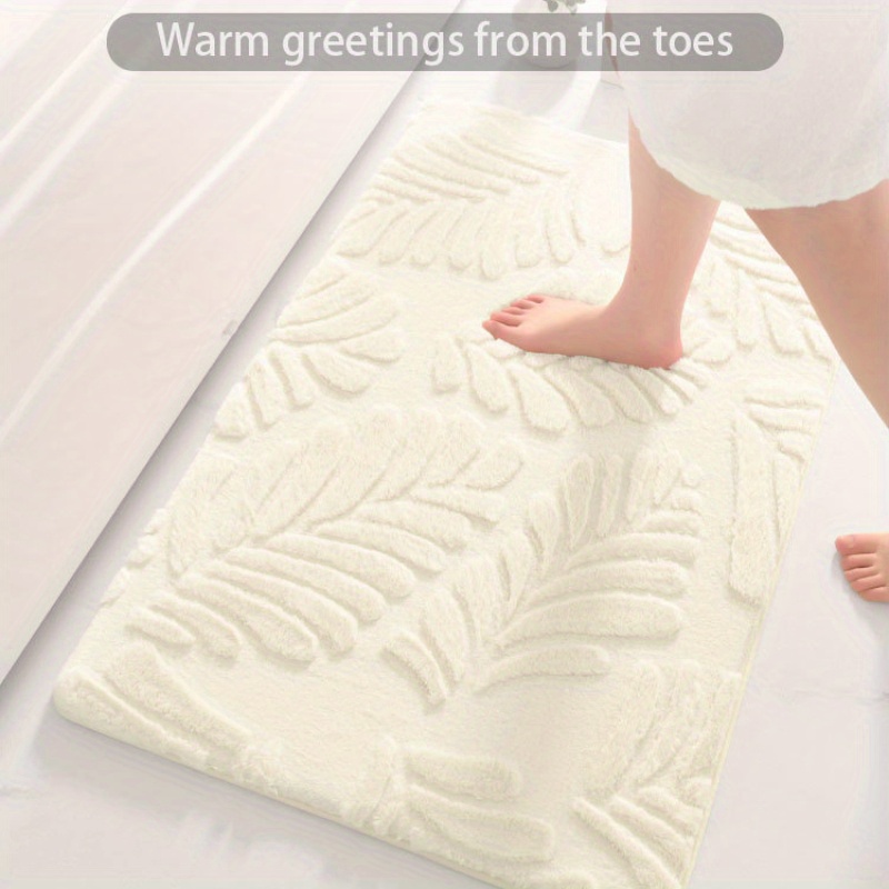 memory foam bath mat absorbent non slip bathroom rug soft polyester   rabbit fur machine washable details 0