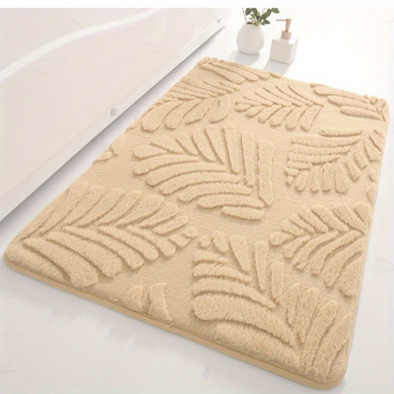 memory foam bath mat absorbent non slip bathroom rug soft polyester   rabbit fur machine washable details 3