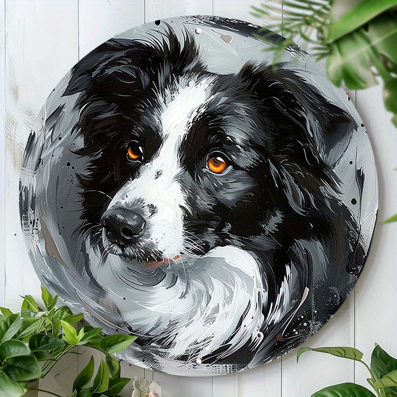 

1pc 8x8inch(20x20cm) Round Aluminum Sign Metal Sign Gorgeous Border Collie Metal Sign For Home Room Garage Kitchen Bathroom Cafe