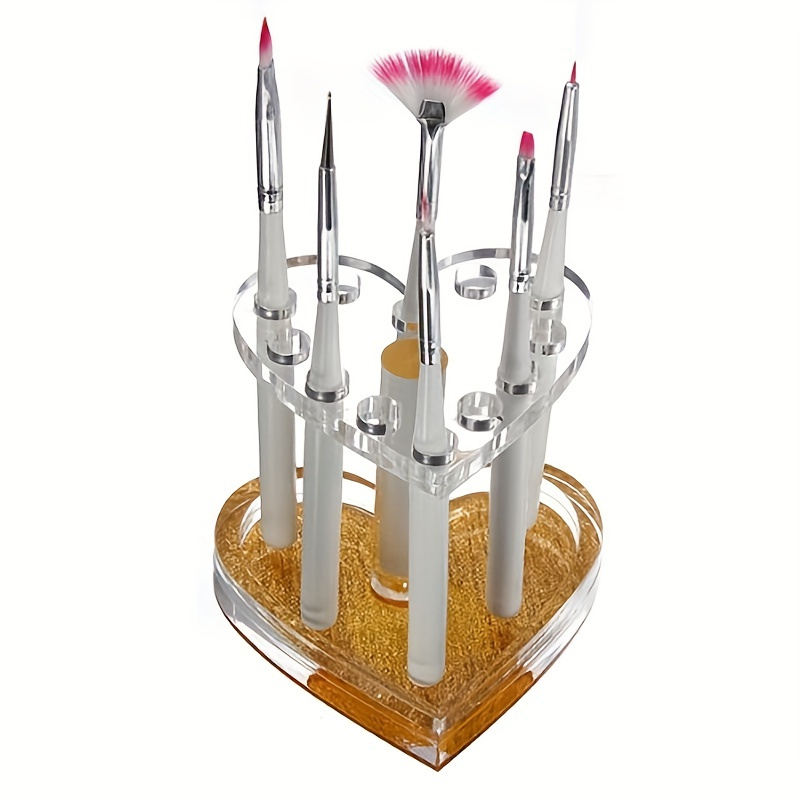 

Heart-shaped Acrylic Holder With 12 Holes, Transparent Gel Pen/makeup Brush Stand, Nail Art Tool Organizer, Cosmetic Display Rack For Home Office Desk, Eye Liner Brush Rest Tabletop Storage