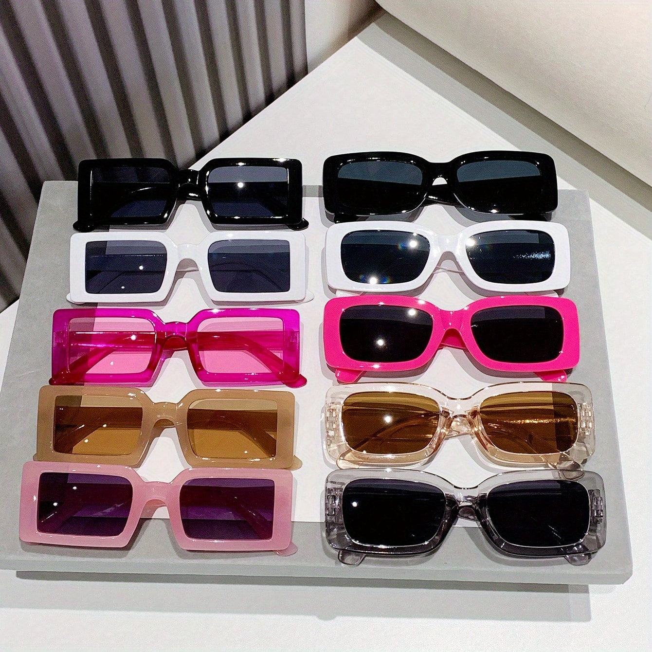 

10pcs Fashionable Glasses Square Plastic Decorative Glasses For Women Anti Glare Sun Shades For Party