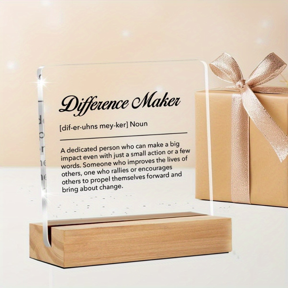 Difference Maker Office Decor Wooden Sign | Thank You Appreciation Gift For Coworker, Boss, Mentor, Retirement, Desk Decoration