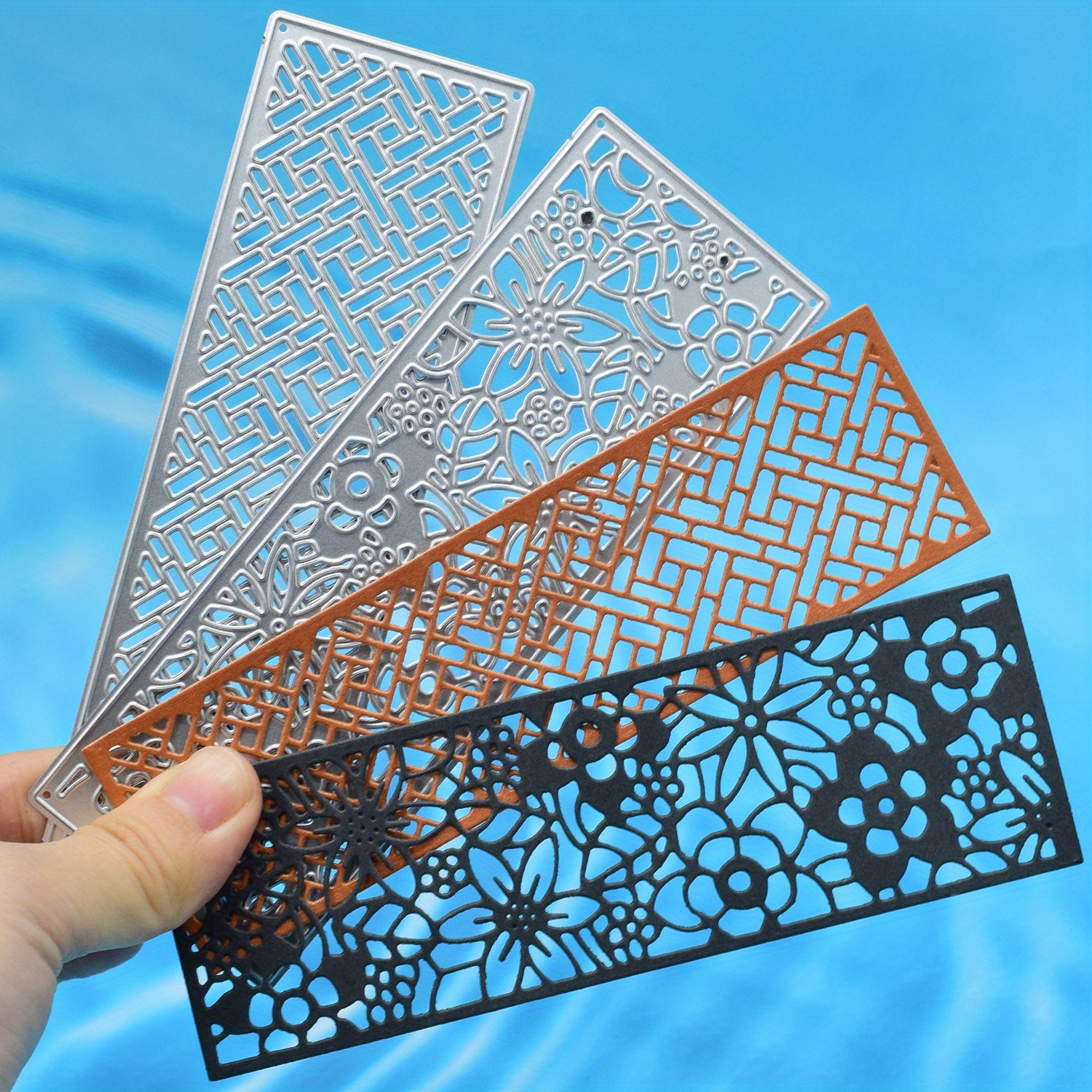 

1pc Rectangle Lace Floral Frame Metal Cutting Dies Set, Carbon Steel Stencil For Diy Scrapbooking, Card Making, And Paper Crafting