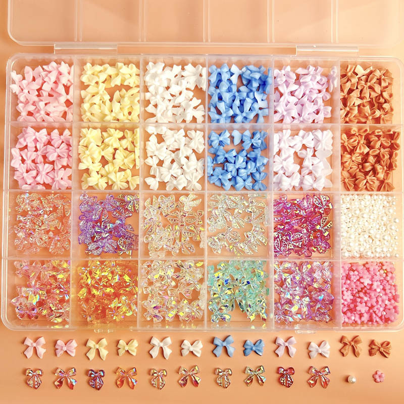 

Resin Butterfly And Flower Nail Art Decoration Kit, Alcohol-free Mixed Assorted Nail Accessories Set With Storage Box