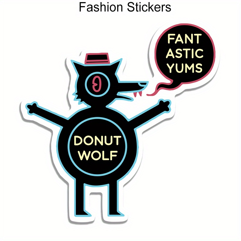 

Donut Wolf Vinyl Stickers - Matte Decals For Cars, Laptops, Water Bottles & More - Cartoon-themed Auto Accessories