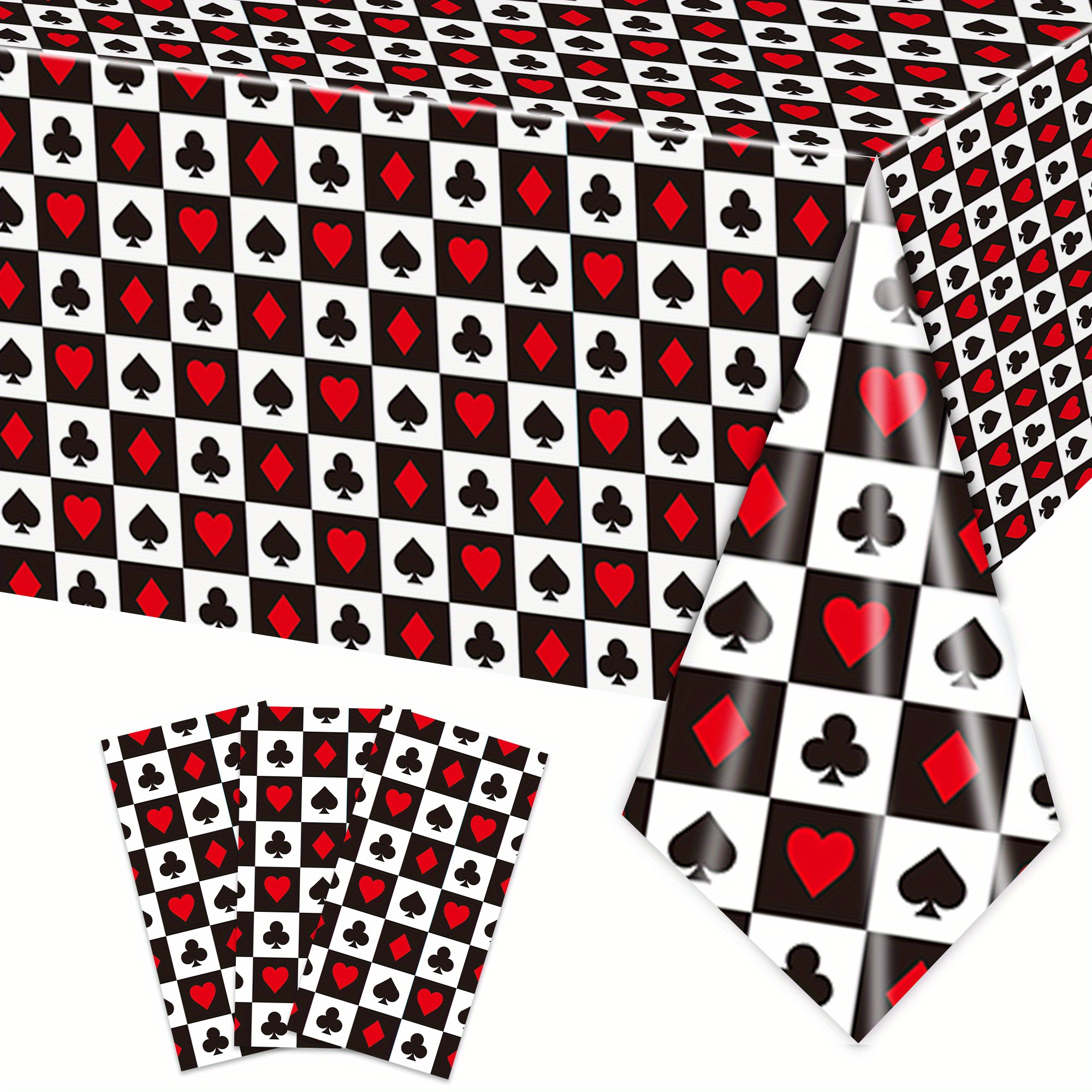 

Las Vegas -themed Tablecloth 54x108" - Waterproof, Disposable With Playing Card Design For Parties & Events