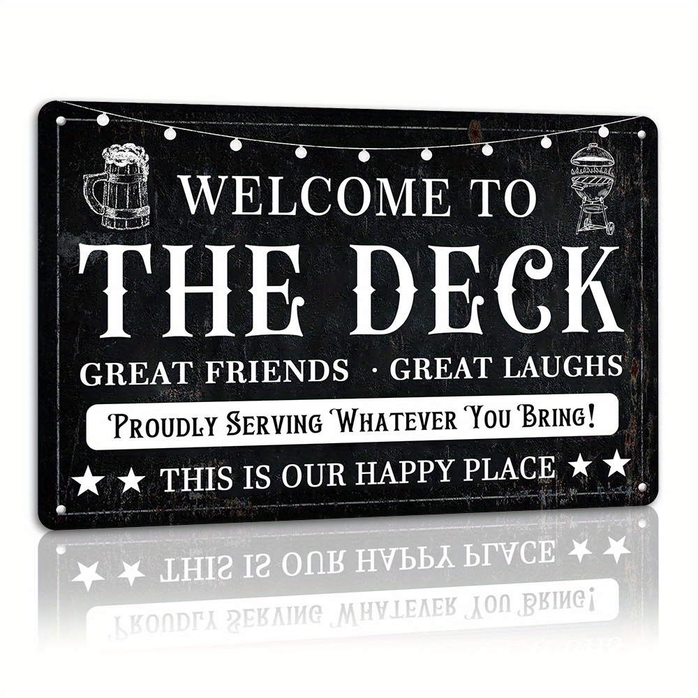 welcome deck tin sign backyard accessories decor - Temu