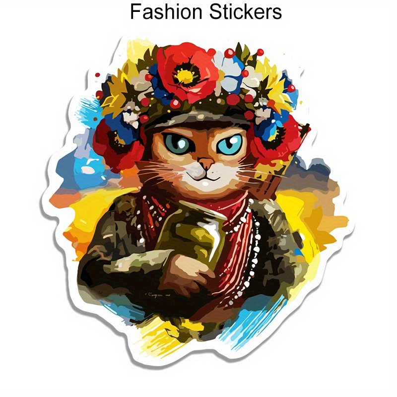 

Ukrainian Cat Soldier Car Stickers For Laptop Water Bottle Car Truck Van Suv Motorcycle Vehicle Paint Window Wall Cup Toolbox Guitar Scooter Decals Auto Accessories