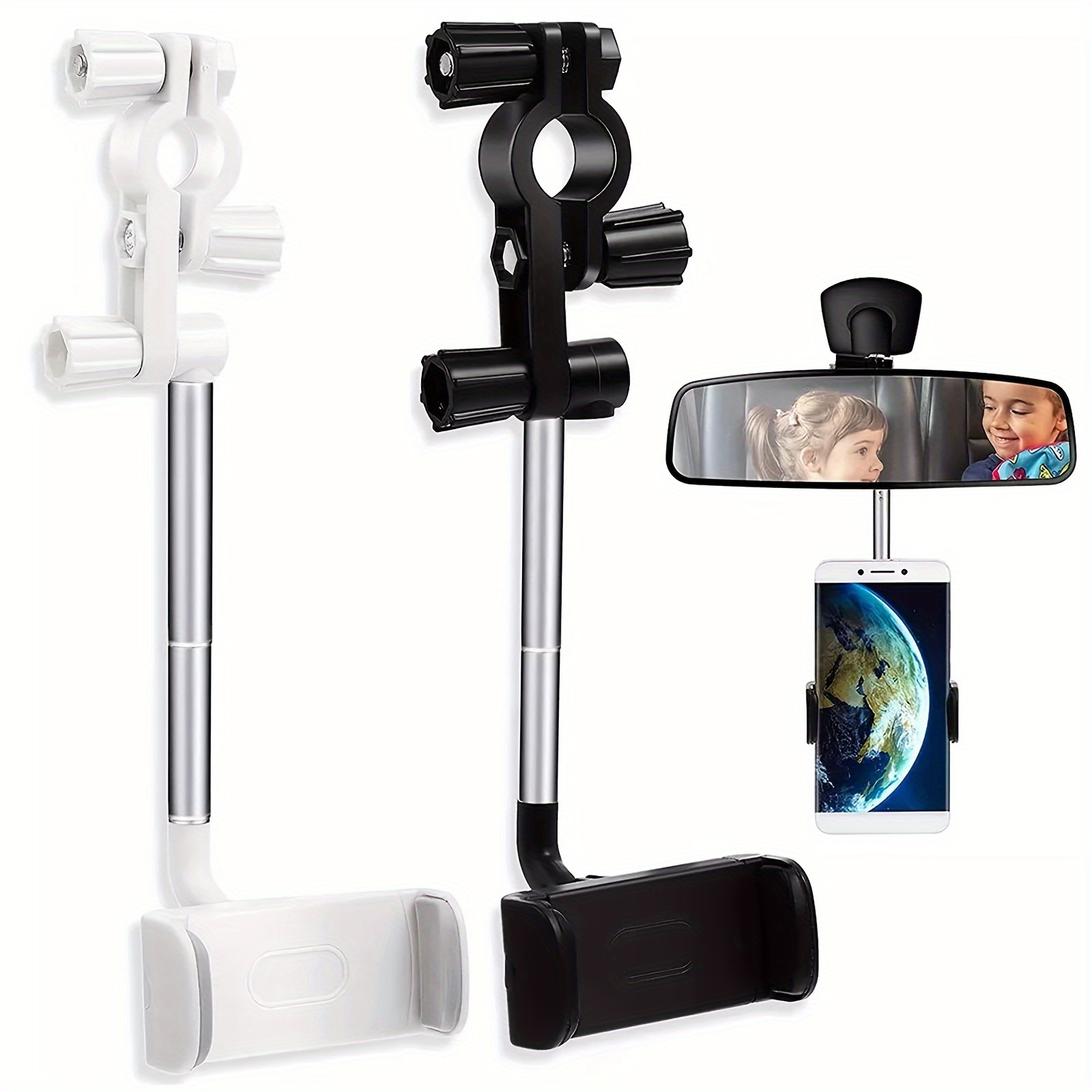 

360° Rotatable Mirror Phone Holder, Adjustable & Waterproof, Plastic, Ideal For Car Interior Accessories - Gift