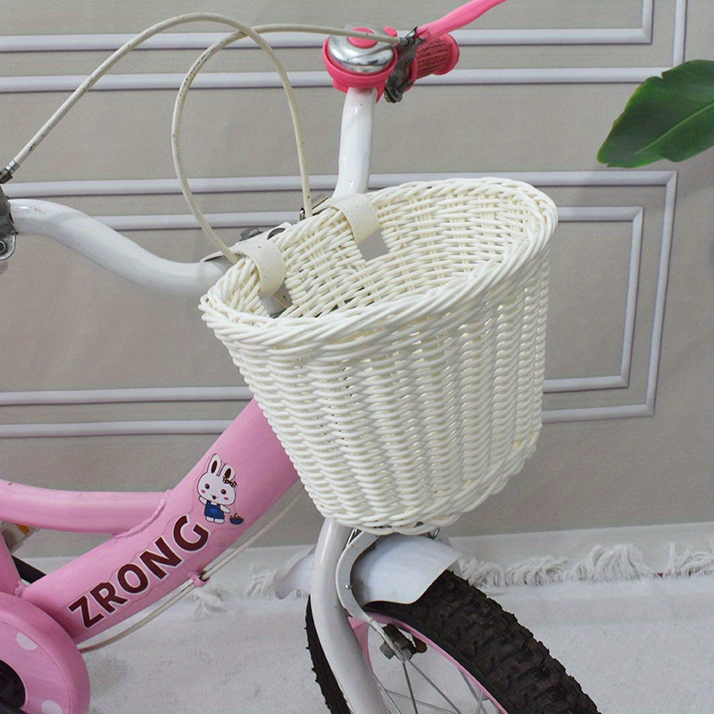 

1pc Bicycle Basket, Hand Knitting Bike Basket, Plastic Rattan Bicycle Basket, Bike Accessories, Bicycle Front Basket